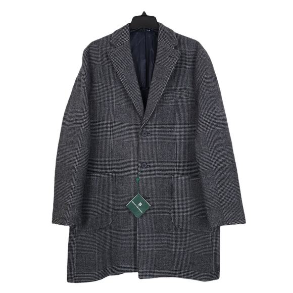 Brooks Brothers Other - B by Brooks Brothers Mens Classic Fit Overcoat 44L Grey Plaid Wool Blend NWT